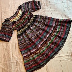 KENSIE 100% Silk Coastal Cowgirl aesthetic tiered multi color dress size xs